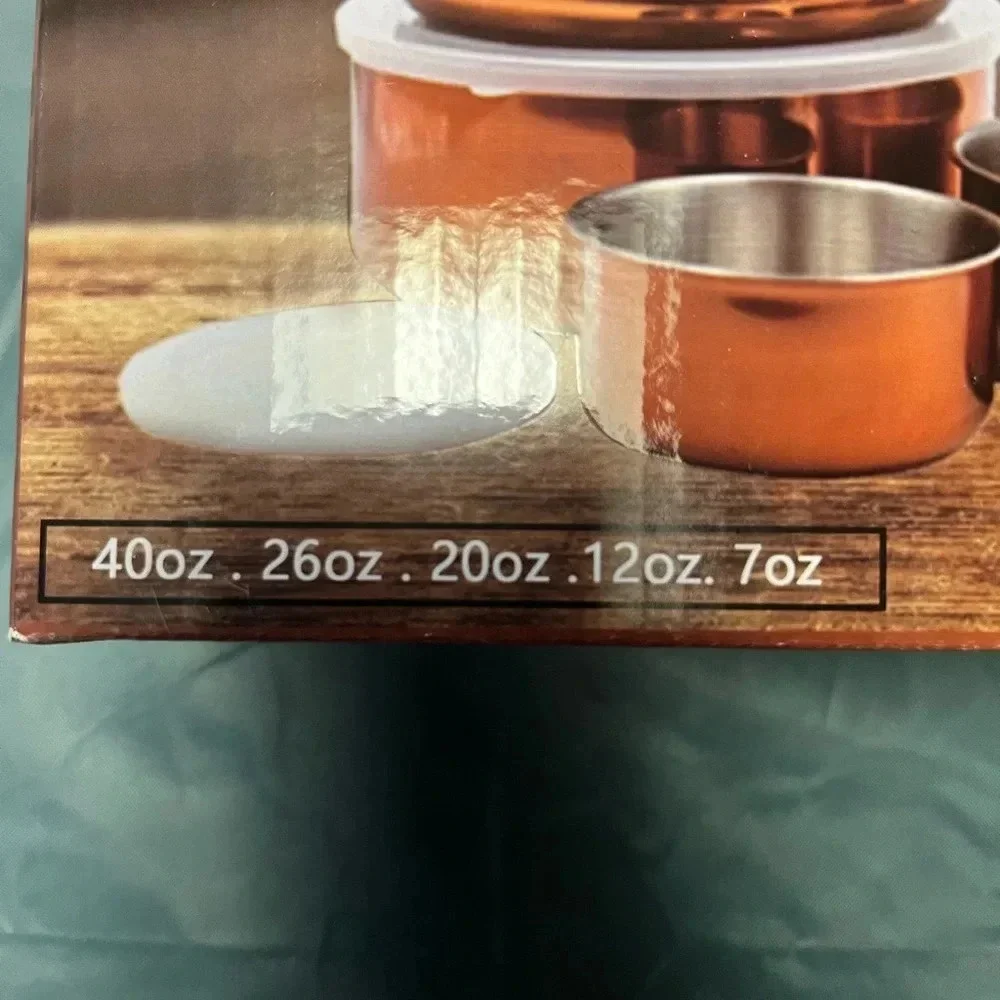 Le Regalo 10 Piece Copper Storage Bowl Set 5 bowls/ 5 lids various sizes NIB